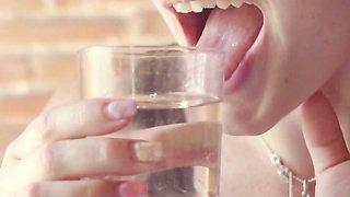 Giantess Redhead Red Lips Wet Mouth Fetish in Slow Motion