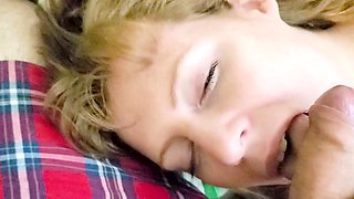 Amateur blonde teen blowjob and fucking in the bathroom