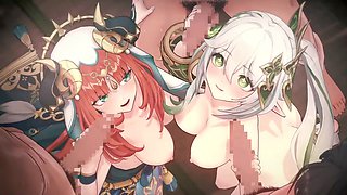 Hentai threesome featuring Nilou from Genshin Impact