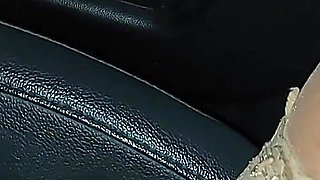 Mature Stepmom with Big Tits in Nylon Stockings Spreads Her Legs in Front of Her Stepson in the Car in Public