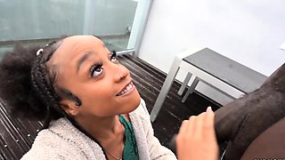 Petite Babe Blows Black Monster Cock