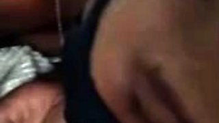 Black girl with mask blowjob in the car