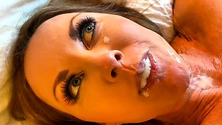 Monster fuck and facial for brunette MILF