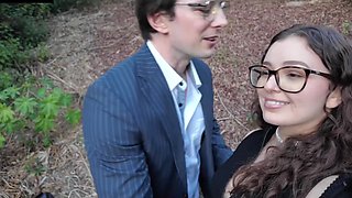 PAWG teen makes out with her boyfriend in the forest and at home