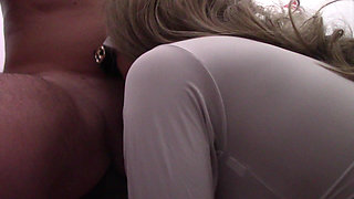 MILF with Sunglasses Sucks Cock and Swallows Cum