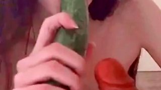 COMPILATION Russian Teen Gives Dirty Talk Blowjob, Plays Small Tits. Two dicks in the mouth. Cucumber