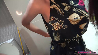 Skinny Asian Pierced Her Tight Pussy By Taking Huge Cock