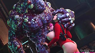 Big tits babe fucked by a huge monster in 3D animation