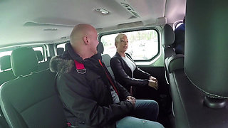 Blonde MILF sucks good cock in the car