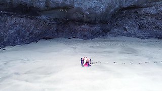 Sensual Nude Beach Goddess Captured by Drone - Ultimate Aerial Beauty