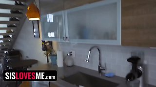 Stepbro's monster schlong stretches his furry stepsister's Tight Pussy