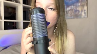 SFW!BDSM ASMR LICKING + Condom , feet, smacking (chick with freckles)