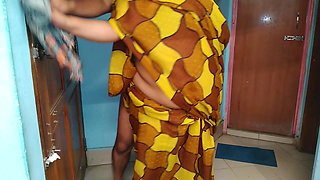 Indian Maid Fucked by the Owner While Sweeping House - Huge Ass Cum