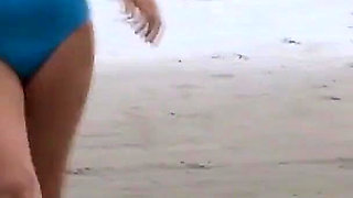 Real Video of Mother on the Beach, Exhibits, Masturbates and Fucks for the First Time with Stepson