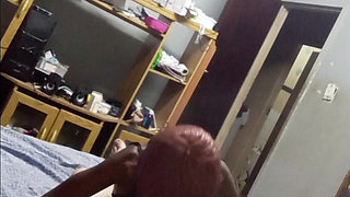 Filthy Hostel blowjob by black whore slut in black dress