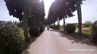 Alexis Crystal fucks on motorbike