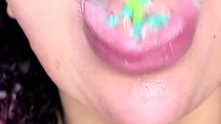Asmr Close-up Mouth Eating Gummy Worms and Talking About Swallowing You