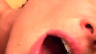 Pretty babe does blowjob and hard fuck with huge cock