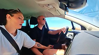 The Horny Hitchhiker - Public Blowjob In The Car