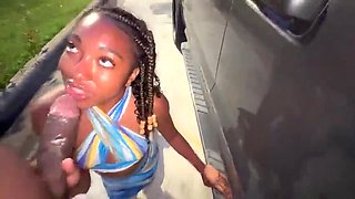 Married Girl Sucks Dick in Truck Stop Parking Lot - Free POV Blowjob