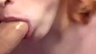 A Redhead That Really Enjoys Sucking a Big Dick and Getting Cum All Over Her
