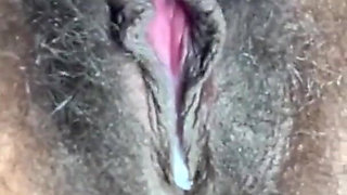 Close up Stimulating My Big Clit Hairy Pussy Creaming
