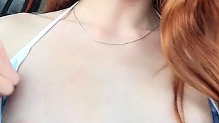 Petite amateur redheaded teen pisses and sucks cock