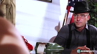 Busty May West gets a big, private dick in her asshole
