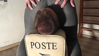 Jeans Breathplay and Slave Orgasm