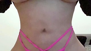 Glamour babe with big boobs masturbates in lingerie