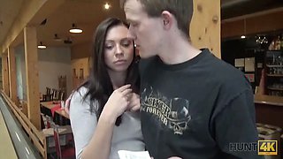 Hunt4k. innocent teen copulates with man in pub while bf is around