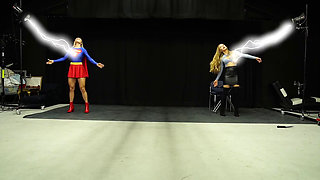 Superheroine Supergirl Is Defeated by Dark Supergirl