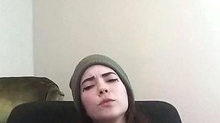Lovely Amateur teen brunette masturbating outdoor