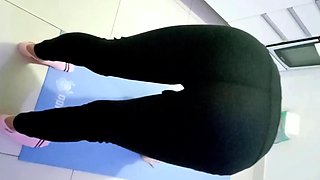 Doing anal creampie instead of yoga exercises in the kitchen