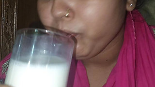 This morning, I poured a large glass of milk into my wife's hand.