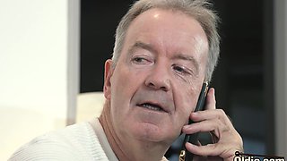 Raunchy whore and old geezer filthy sex movie