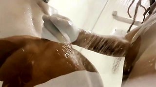 Cheating wife pumped full of cock doggystyle in the shower