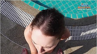 Fucked His Stepsister In The Pool. Riding A Cock