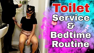 Femdom Toilet Slave Training Bedtime Routine Bondage BDSM Mistress Real Amateur Couple Milf Stepmom