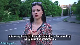Public Agent Billie Star Fucks in College Sex Experiment - Blowjob & Cumshot Outdoors
