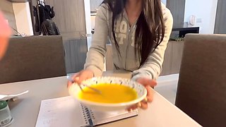 Latina maid cleans not only her master's house, but his dick, too