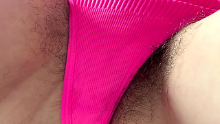 Stranger cums hard in her panties in a crowded train station
