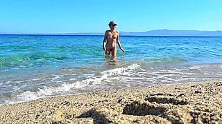 Sexy Hairy MILF Sunbathes Naked on the Beach and Pisses in Public