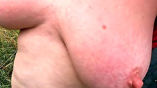 Outdoor Public Tit Training - Hard BDSM Spanking with Huge Tits