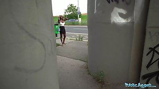 Public agent stunning ebony with fat knocker and tasty ass rails a Big Cock in public place