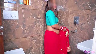 Pinki Bhabhi's Hot Suhagrat - Saree Strip in Bathroom, Hard Fuck & Creampie - Hindi Audio