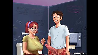 Summertime Saga Sexy Huge Tits Is Covered with a Lot of Cum Shots