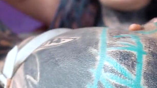 Double Anal Penetration for Heavily Tattooed Anuskatzz - Sloppy BJ, ATM and Big Anal Gapes