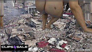 Giantess Babe Crushes Towns with Fat Ass in Growth Fetish SFX