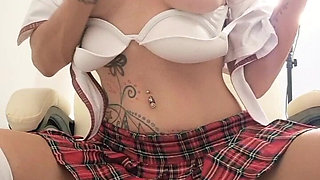 Schoolgirl Outfit and Smoking While Playing with My Body.